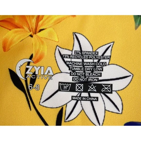 Zyia Leggings Medium 6 8 Women's Floral Mesh Reflective Art Full Length - Picture 5 of 6